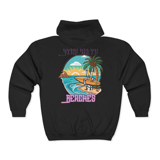Stay Salty Beaches Unisex Zip-Up Hoodie