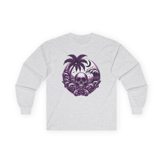 Purple Skull Waves Unisex Long Sleeve Shirt