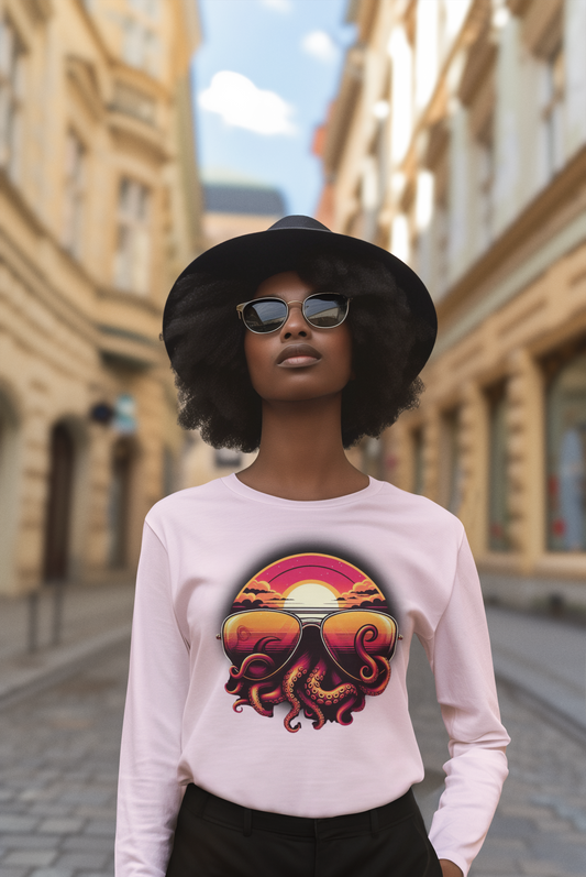 Aviator Sunglasses Sunset Tentacles Unisex Long Sleeve Shirt