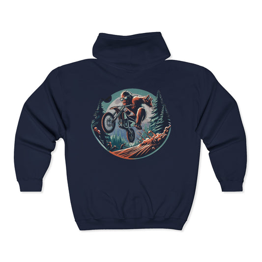 Sasquatch Dirt Bikin' Unisex Zip-Up Hoodie