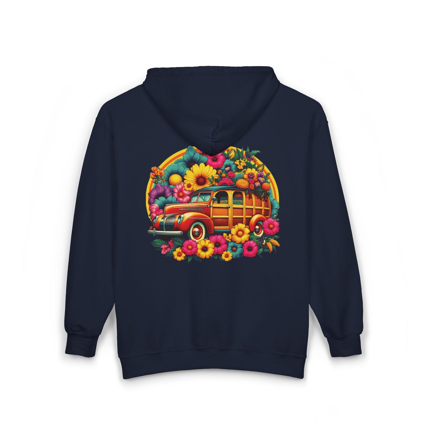 Retro Floral Woody Unisex Zip-Up Hoodie