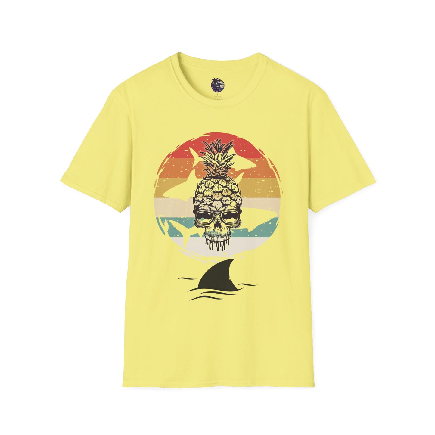 Pineapple Skull Sunset Shark Fin Unisex T-Shirt