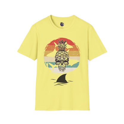 Pineapple Skull Sunset Shark Fin Unisex T-Shirt