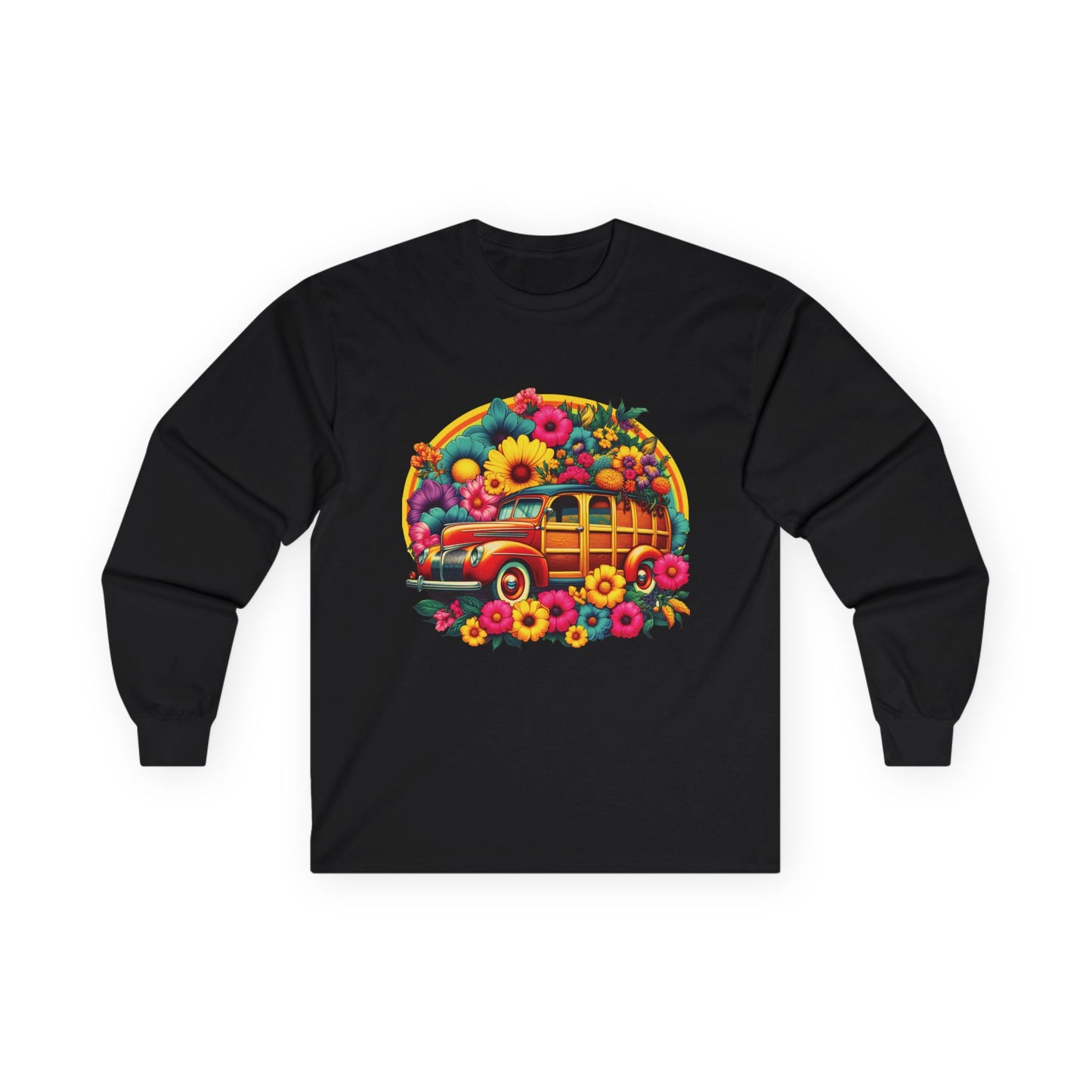 Retro Floral Woody Unisex Long Sleeve Shirt