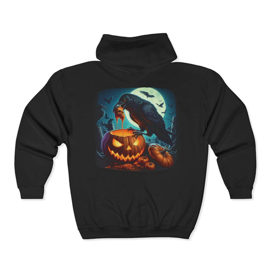 Raven Skull Unisex Zip-Up Hoodie