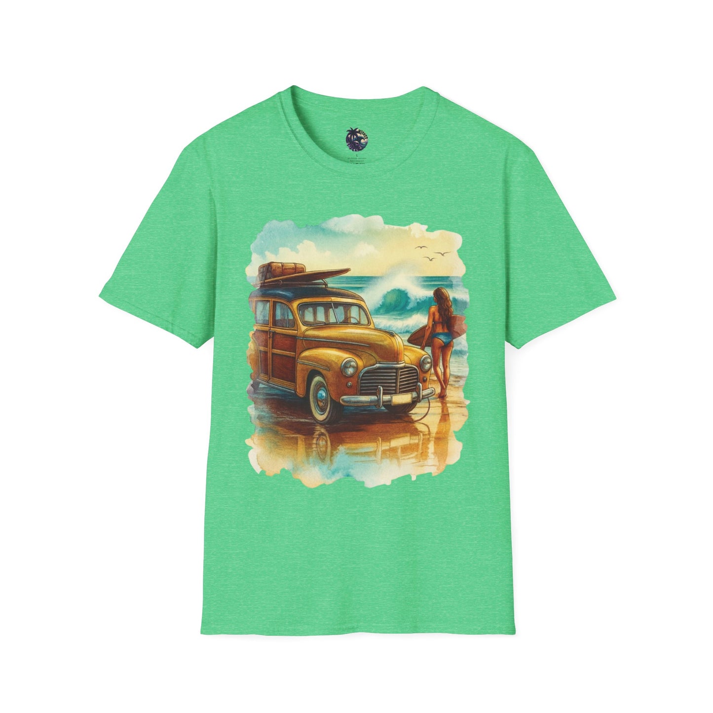 Surfer Girl & Woody Wagon Unisex T-Shirt