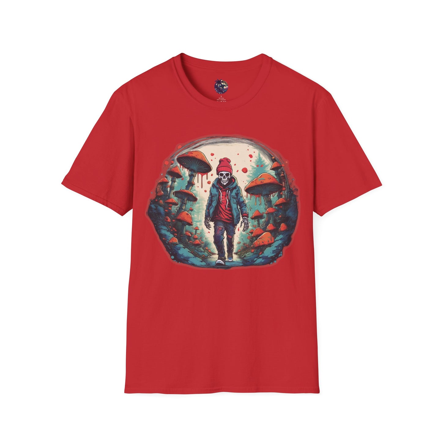 Skeleton Beanie in a Mushroom Forest Unisex T-Shirt