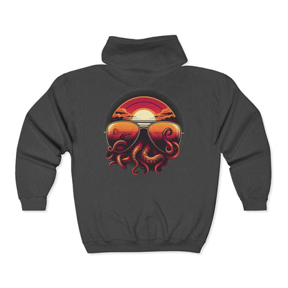 Aviator Sunglasses Sunset Tentacles Unisex Zip-Up Hoodie