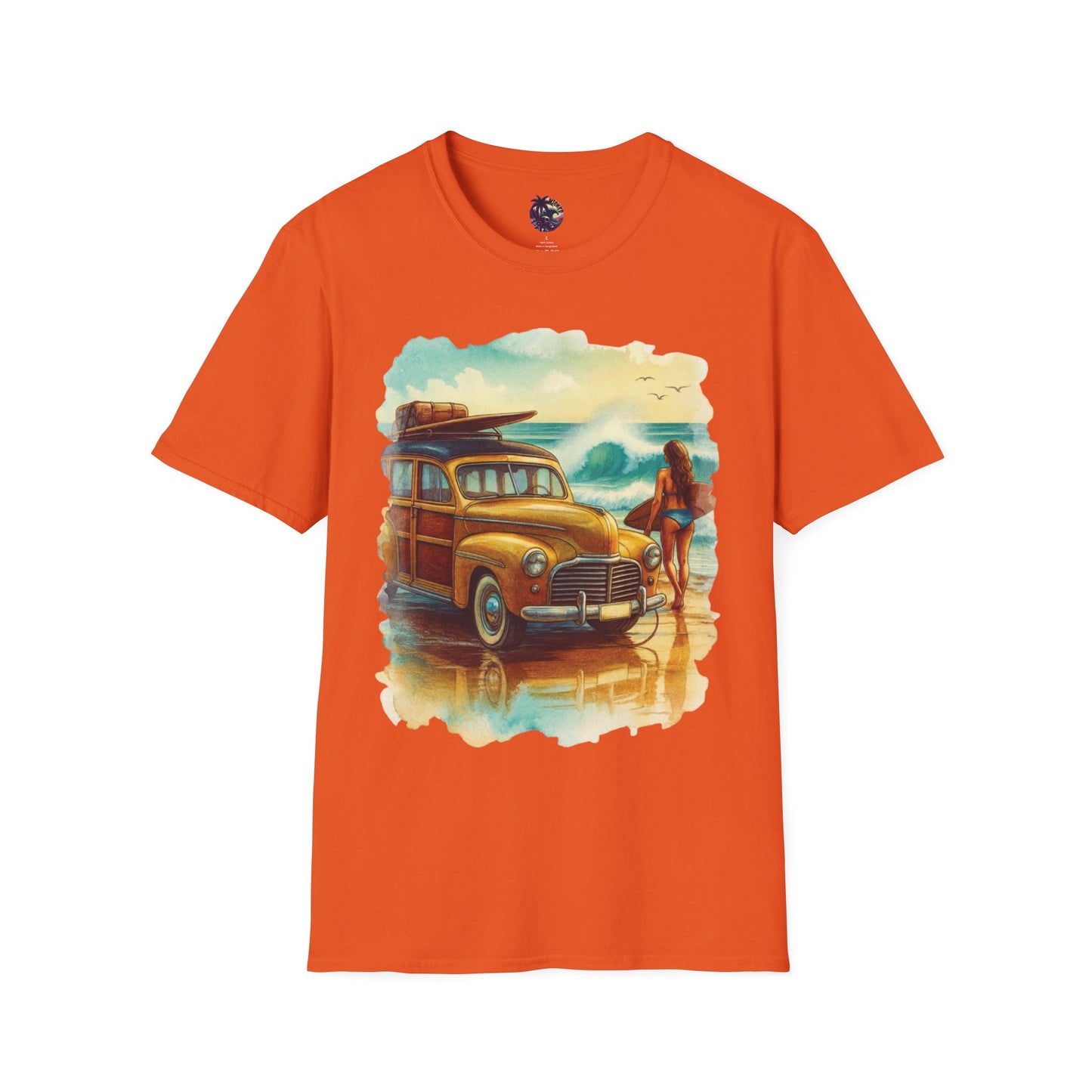 Surfer Girl & Woody Wagon Unisex T-Shirt