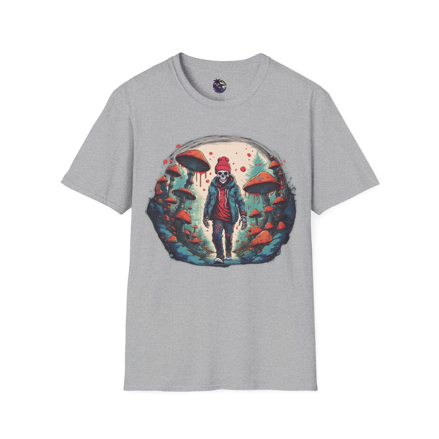 Skeleton Beanie in a Mushroom Forest Unisex T-Shirt