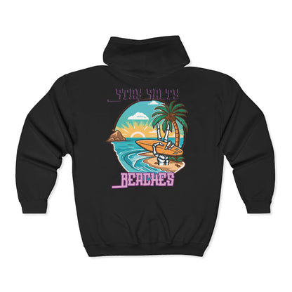 Stay Salty Beaches Unisex Zip-Up Hoodie