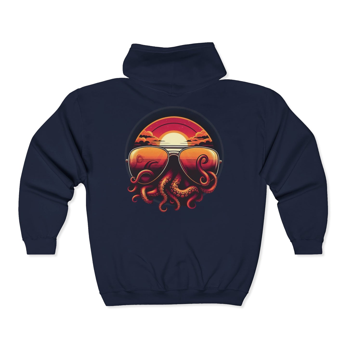 Aviator Sunglasses Sunset Tentacles Unisex Zip-Up Hoodie