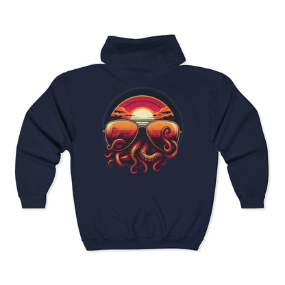 Aviator Sunglasses Sunset Tentacles Unisex Zip-Up Hoodie