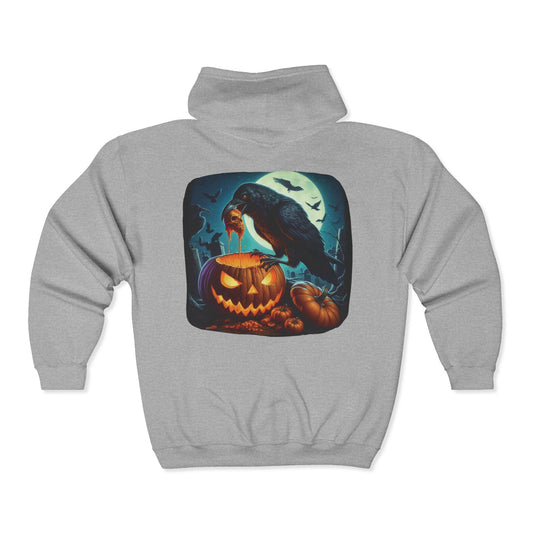 Raven Skull Unisex Zip-Up Hoodie