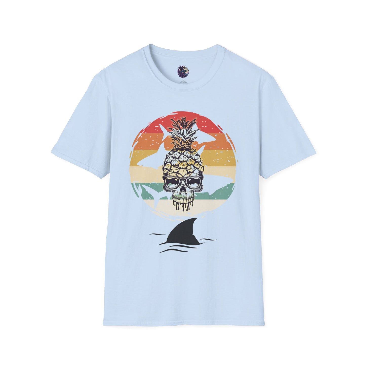 Pineapple Skull Sunset Shark Fin Unisex T-Shirt
