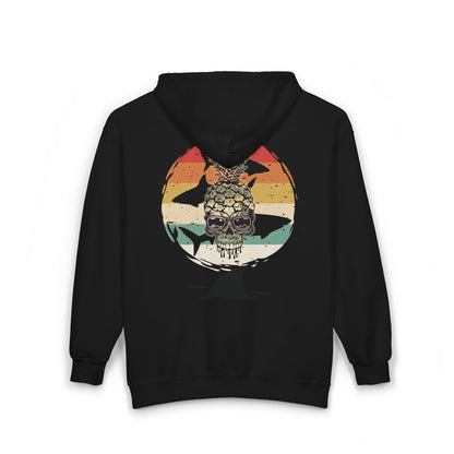 Pineapple Skull Sunset Shark Fin Unisex Zip-Up Hoodie