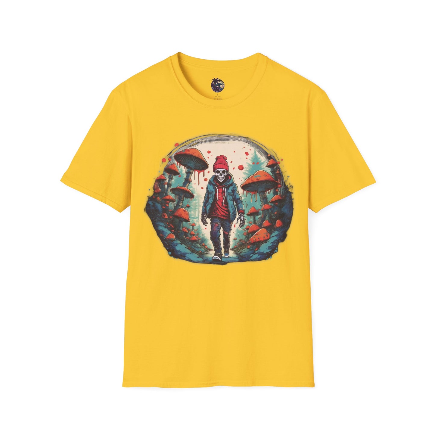 Skeleton Beanie in a Mushroom Forest Unisex T-Shirt