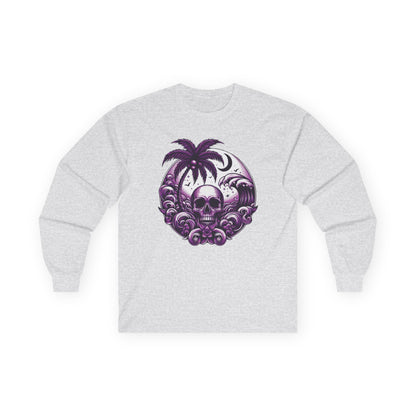 Purple Skull Waves Unisex Long Sleeve Shirt