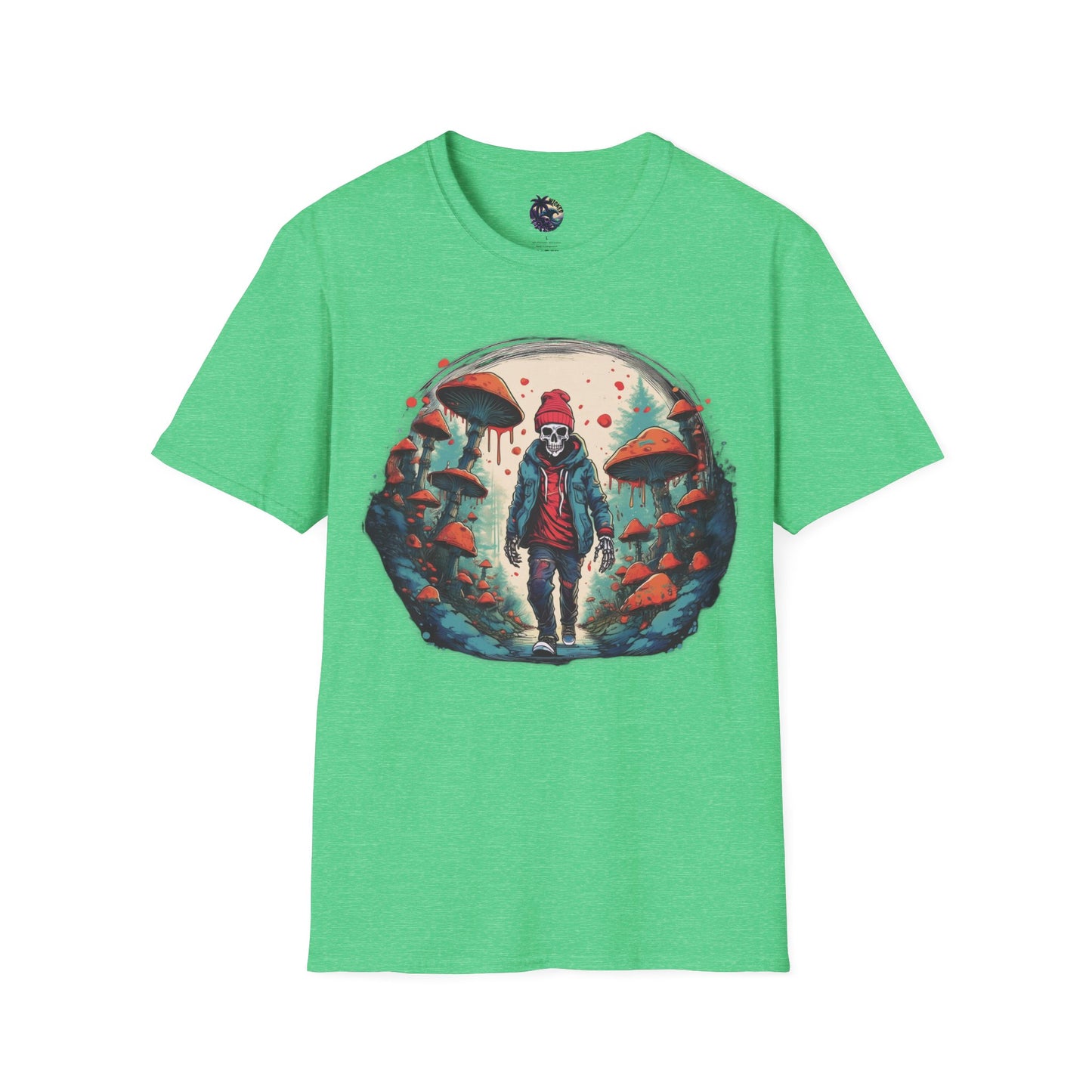 Skeleton Beanie in a Mushroom Forest Unisex T-Shirt