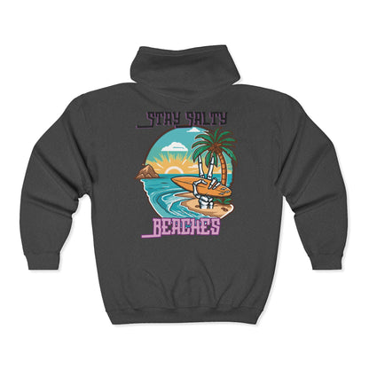 Stay Salty Beaches Unisex Zip-Up Hoodie
