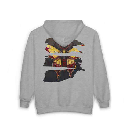 Moth - Red and Yellow Unisex Zip-Up Hoodie
