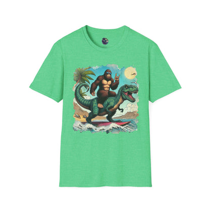 T-rex and Bigfoot Surfing Unisex T-Shirt