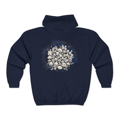 Creepy Mushroom Unisex Zip-Up Hoodie