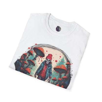 Skeleton Beanie in a Mushroom Forest Unisex T-Shirt