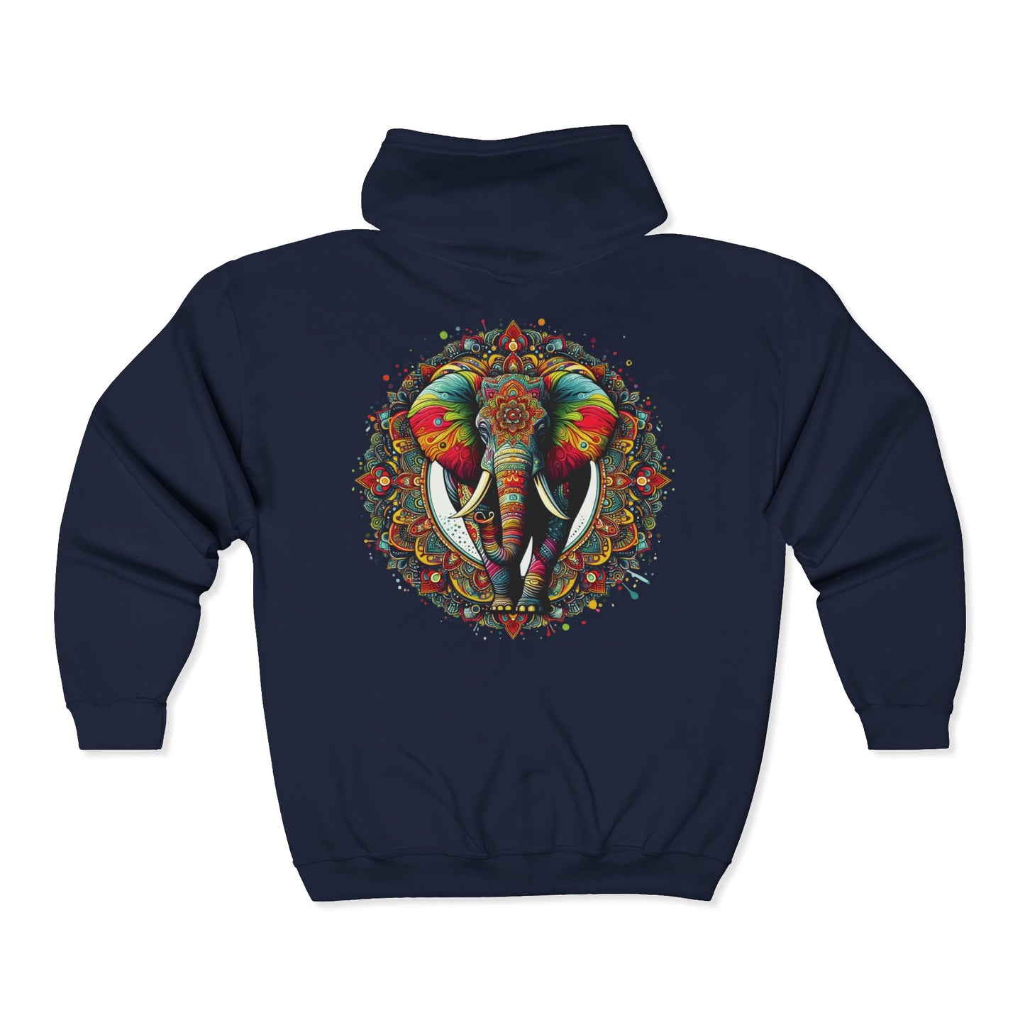 Elephant Mandala Unisex Zip-Up Hoodie