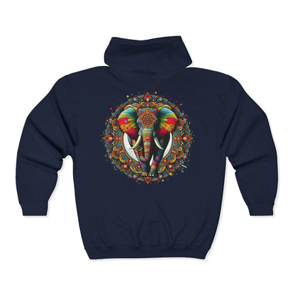 Elephant Mandala Unisex Zip-Up Hoodie
