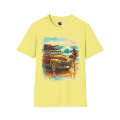 Surfer Girl & Woody Wagon Unisex T-Shirt