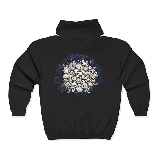 Creepy Mushroom Unisex Zip-Up Hoodie