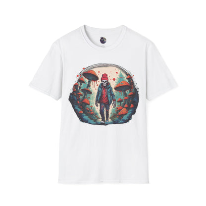 Skeleton Beanie in a Mushroom Forest Unisex T-Shirt
