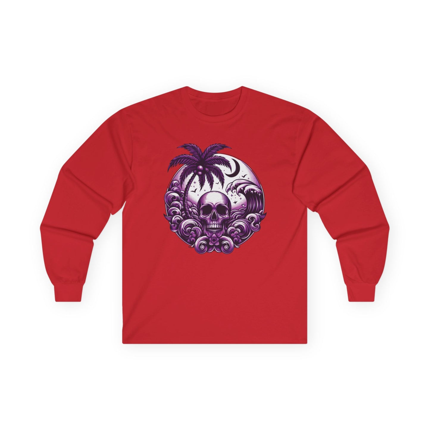 Purple Skull Waves Unisex Long Sleeve Shirt