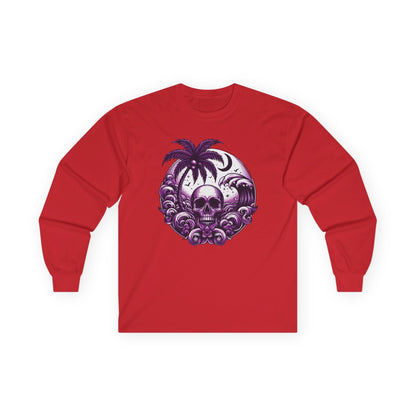 Purple Skull Waves Unisex Long Sleeve Shirt