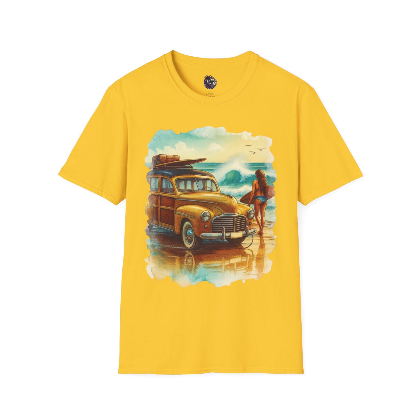 Surfer Girl & Woody Wagon Unisex T-Shirt