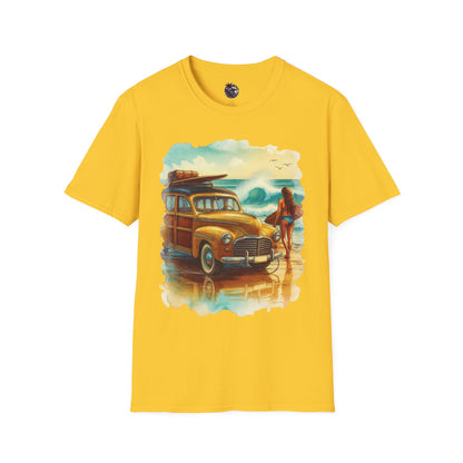 Surfer Girl & Woody Wagon Unisex T-Shirt