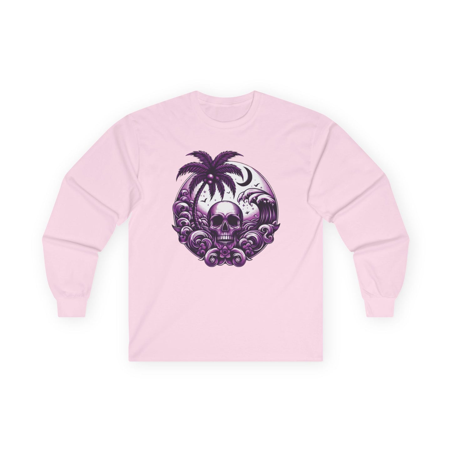 Purple Skull Waves Unisex Long Sleeve Shirt