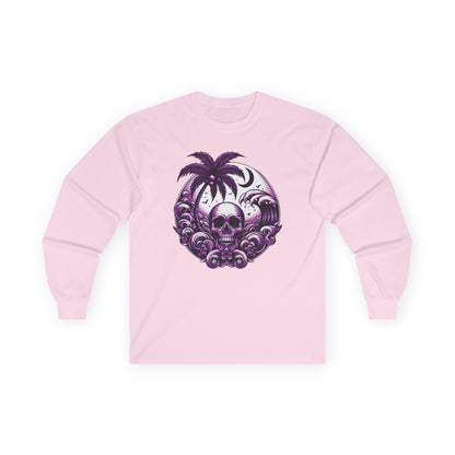 Purple Skull Waves Unisex Long Sleeve Shirt
