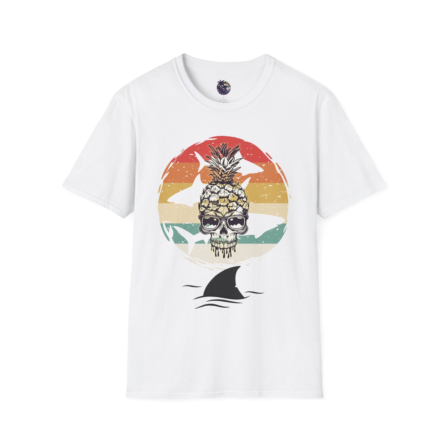 Pineapple Skull Sunset Shark Fin Unisex T-Shirt