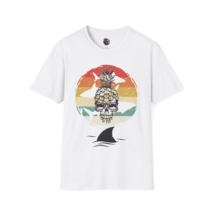 Pineapple Skull Sunset Shark Fin Unisex T-Shirt
