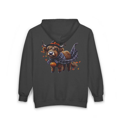 Highland Cow-oween Unisex Zip-Up Hoodie