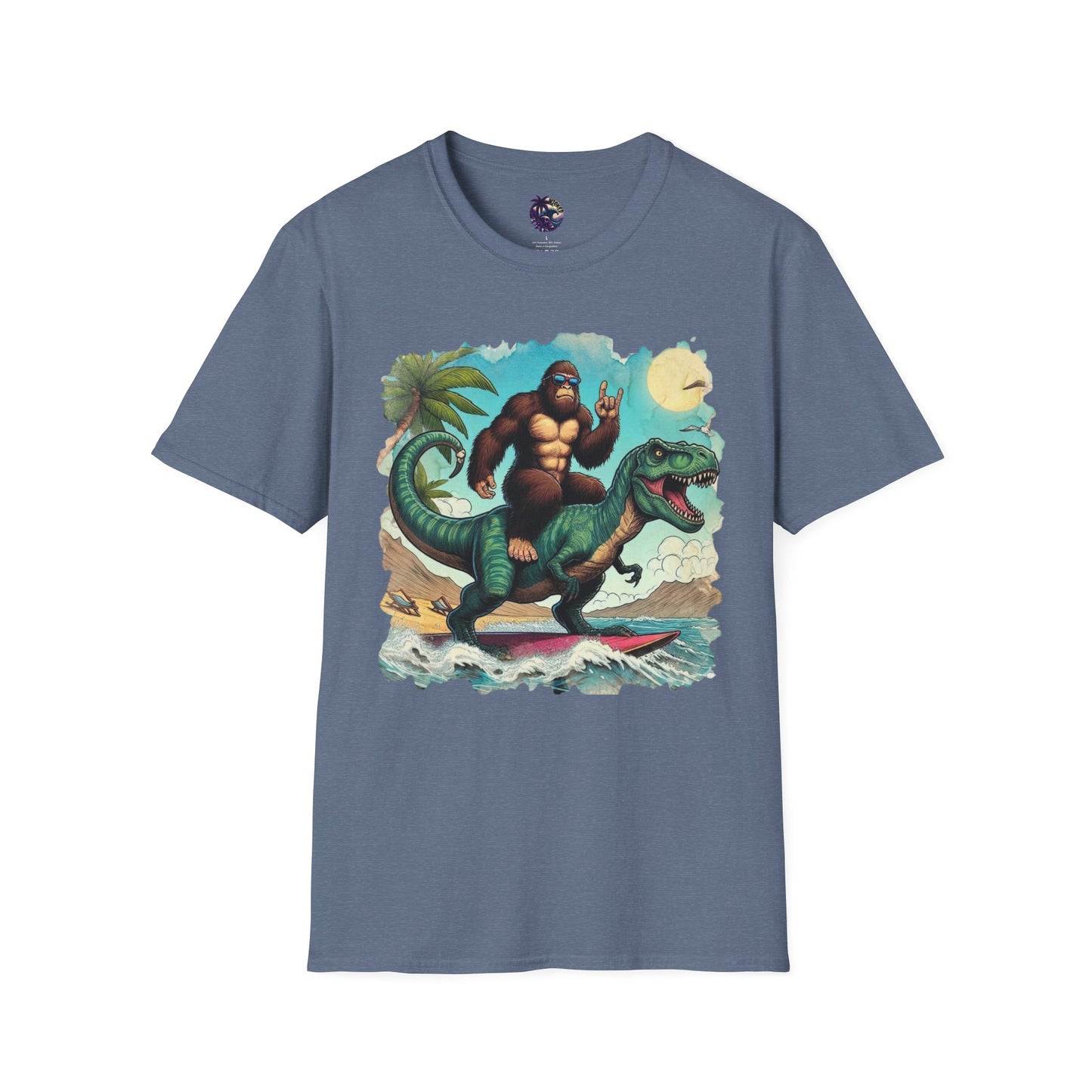 T-rex and Bigfoot Surfing Unisex T-Shirt