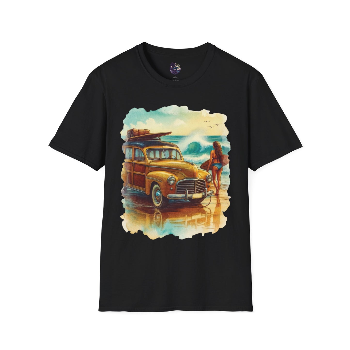 Surfer Girl & Woody Wagon Unisex T-Shirt
