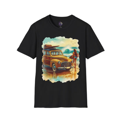 Surfer Girl & Woody Wagon Unisex T-Shirt