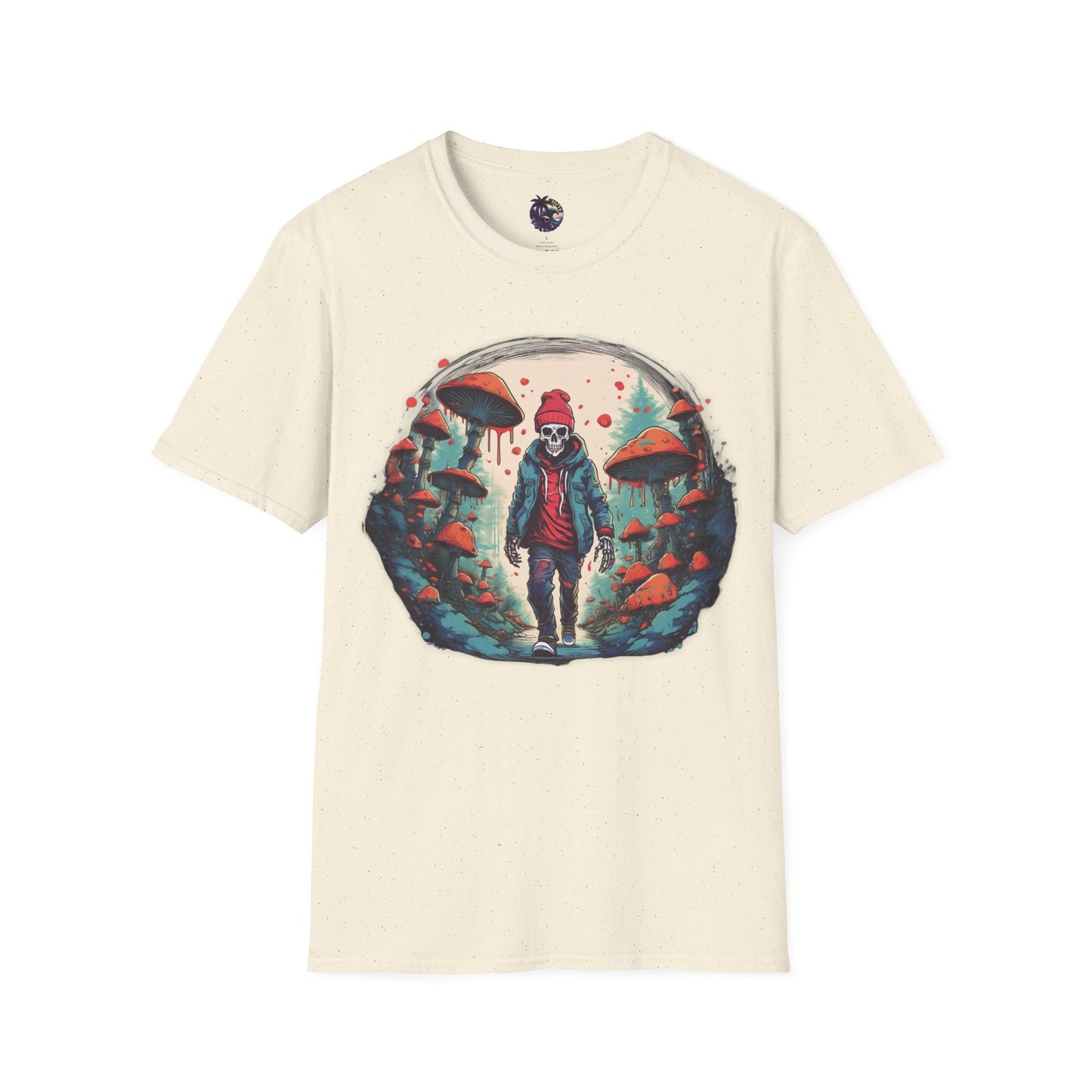 Skeleton Beanie in a Mushroom Forest Unisex T-Shirt