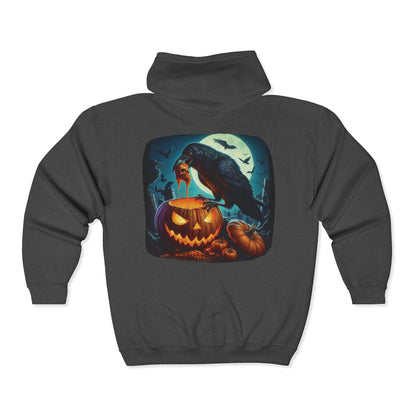 Raven Skull Unisex Zip-Up Hoodie