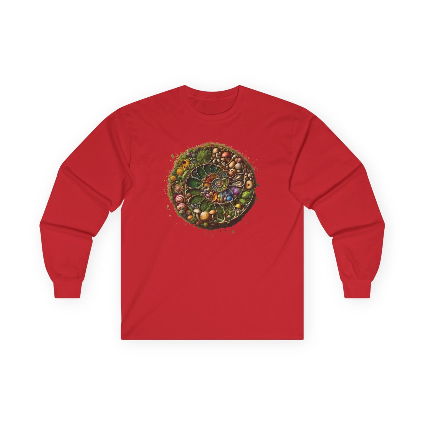 Floral Mushroom Spiral Unisex Long Sleeve Shirt