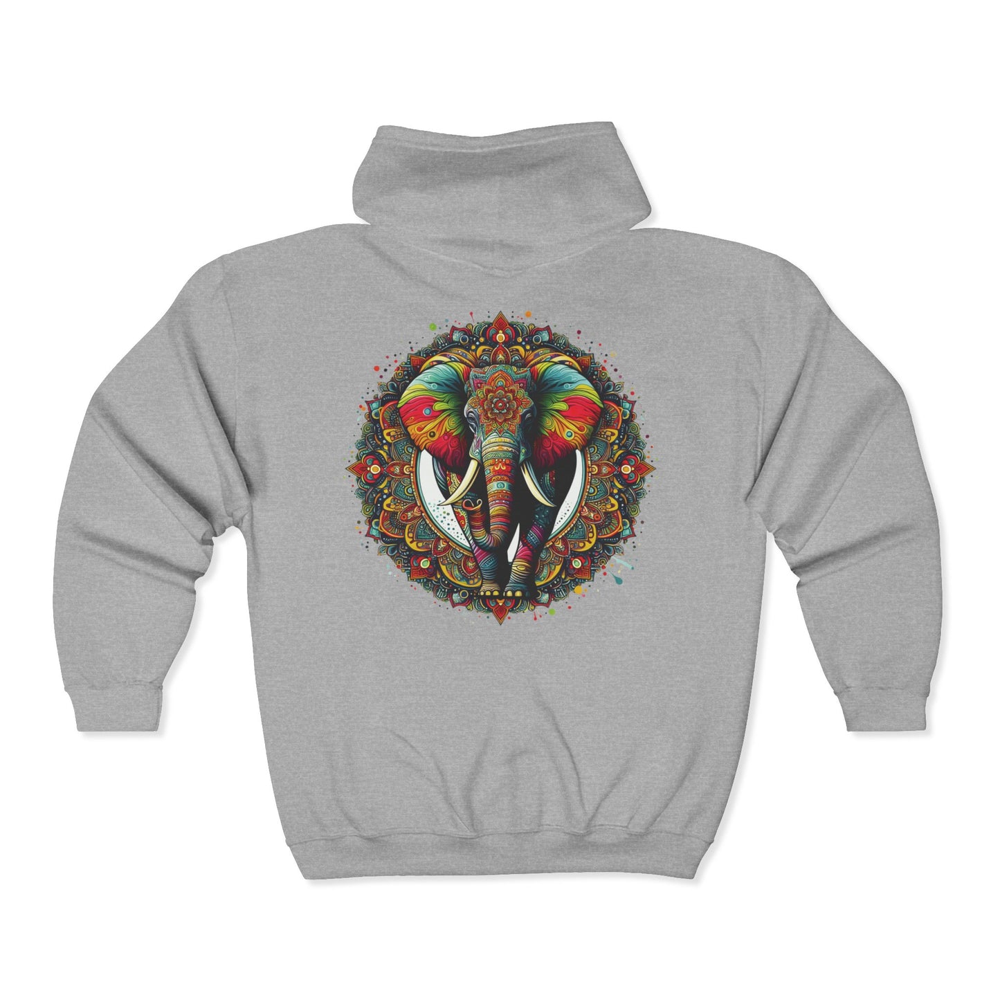 Elephant Mandala Unisex Zip-Up Hoodie