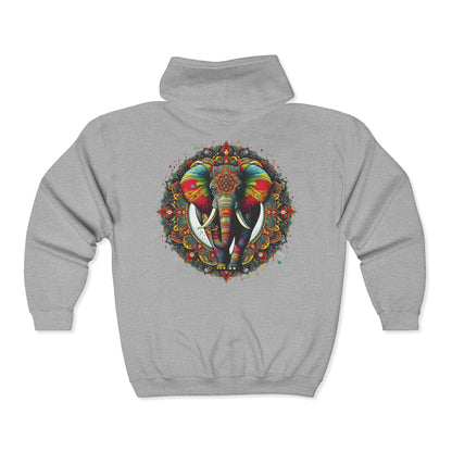 Elephant Mandala Unisex Zip-Up Hoodie